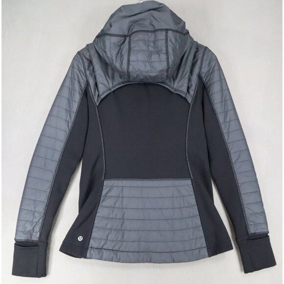 FLAW** LULULEMON First Mile Jacket Women 6 Black Glyde Softshell Lycra Mid Layer - Picture 6 of 9